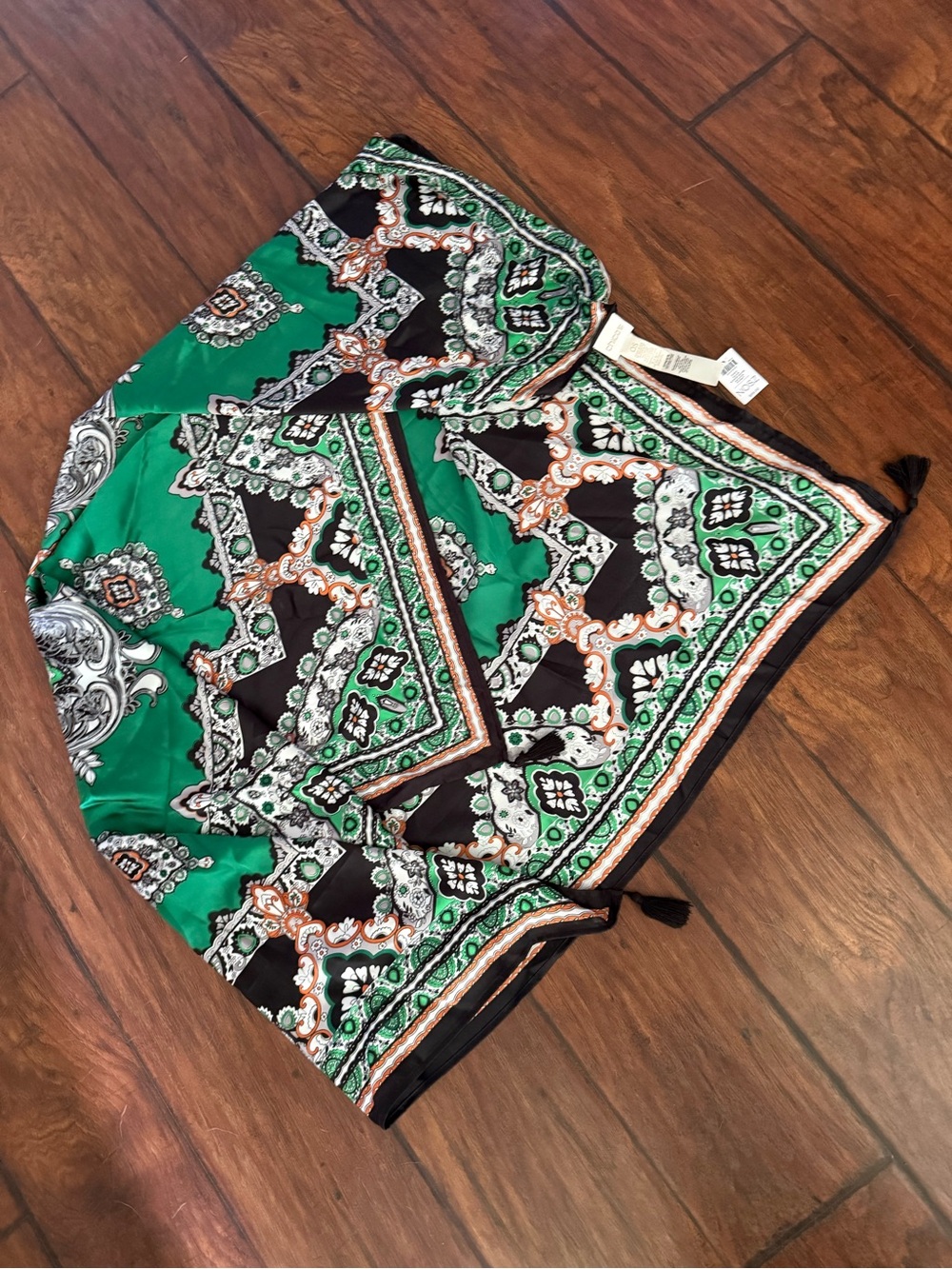 Chico's Green Black and Orange Paisley Swim Sarong